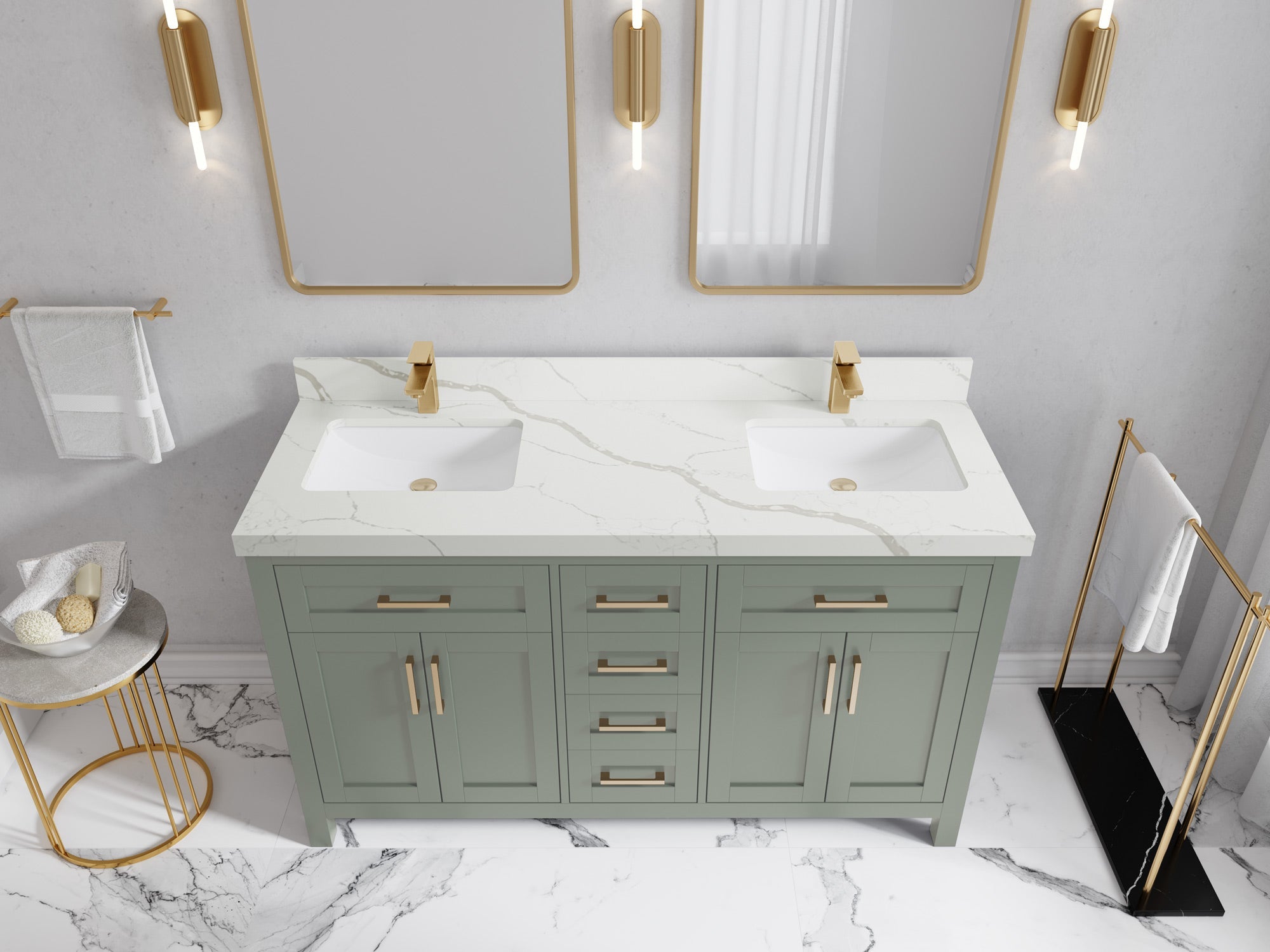 Cambridge 60 in. W x 22 in. D Double Sink Bathroom Vanity - Willow Bath and Vanity