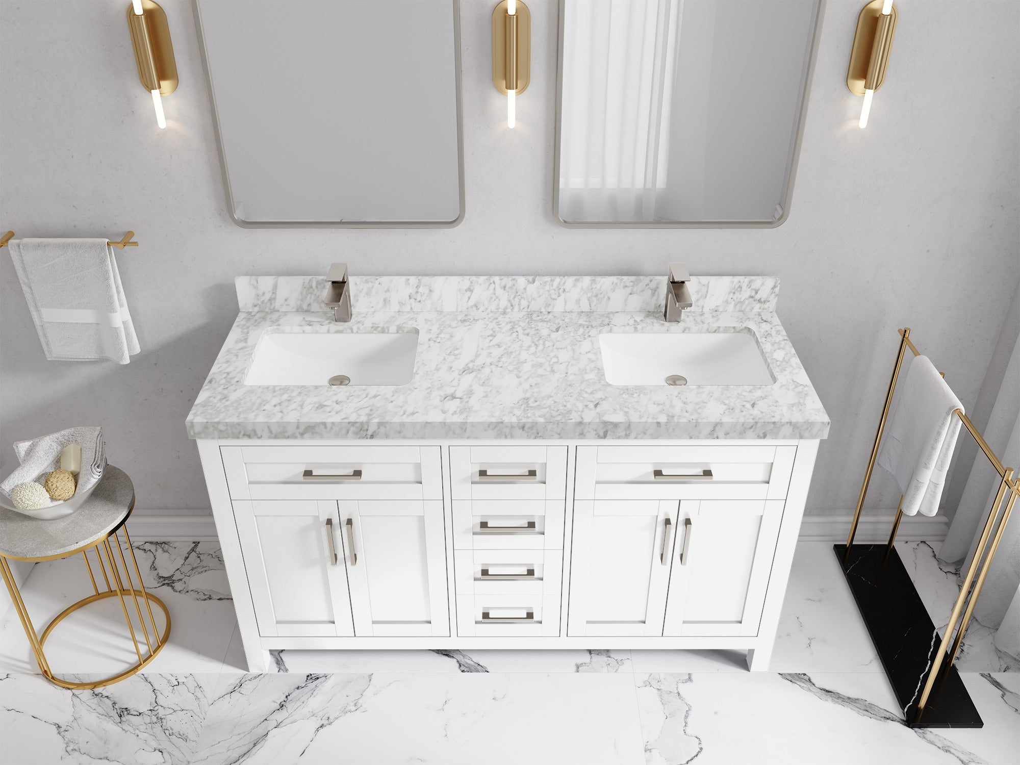 Cambridge 60 in. W x 22 in. D Double Sink Bathroom Vanity - Willow Bath and Vanity