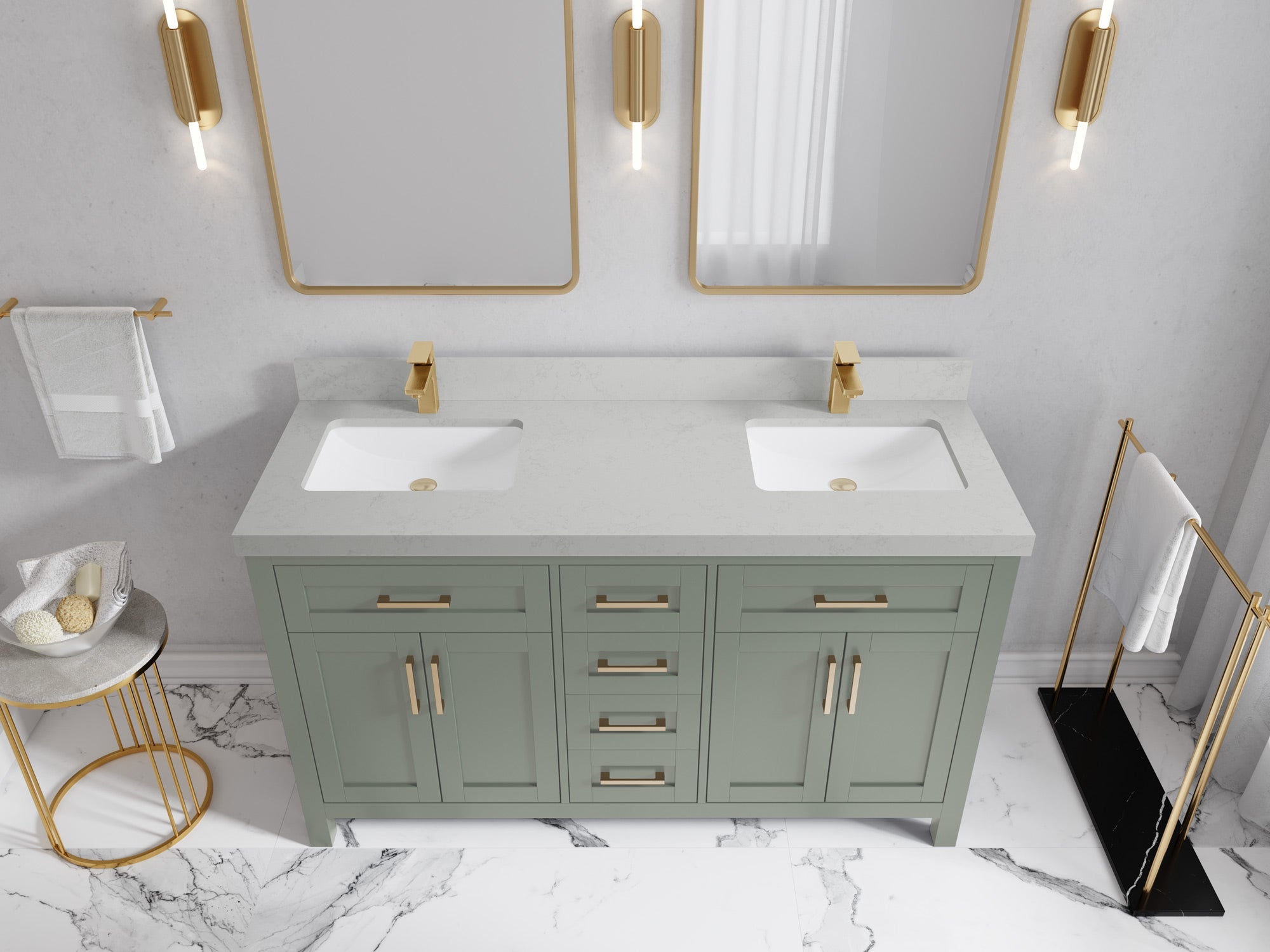 Cambridge 60 in. W x 22 in. D Double Sink Bathroom Vanity - Willow Bath and Vanity