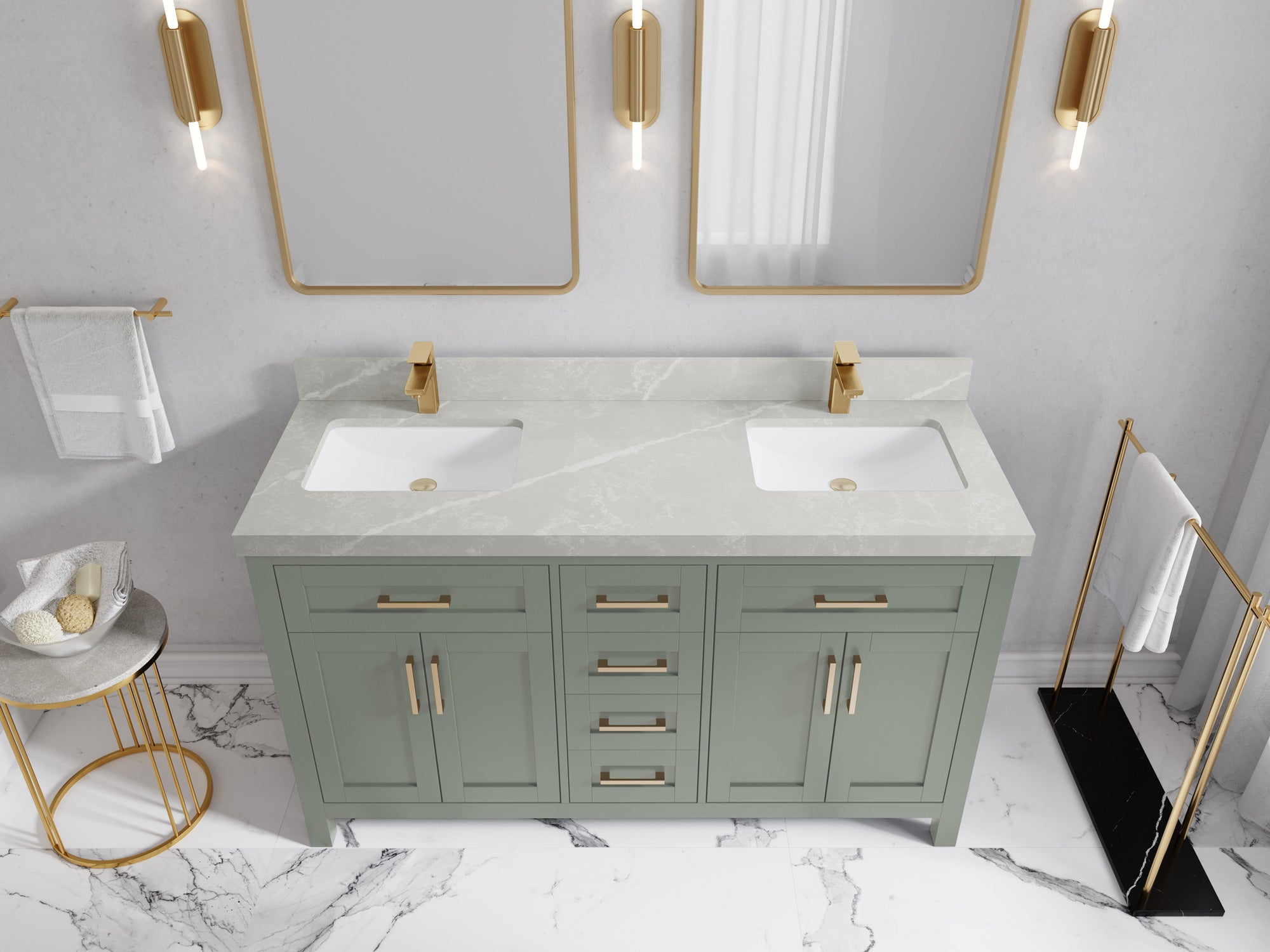 Cambridge 60 in. W x 22 in. D Double Sink Bathroom Vanity - Willow Bath and Vanity