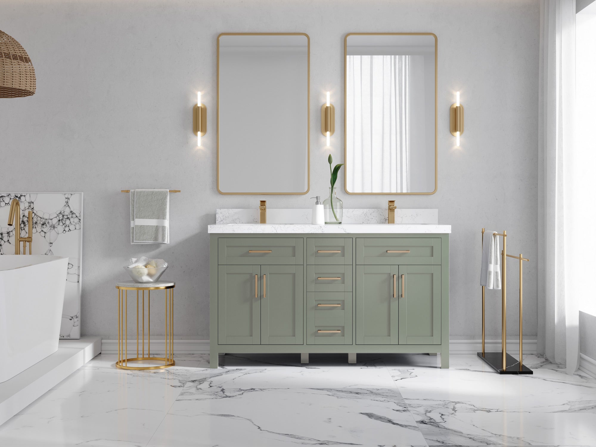 Cambridge 60 in. W x 22 in. D Double Sink Bathroom Vanity - Willow Bath and Vanity