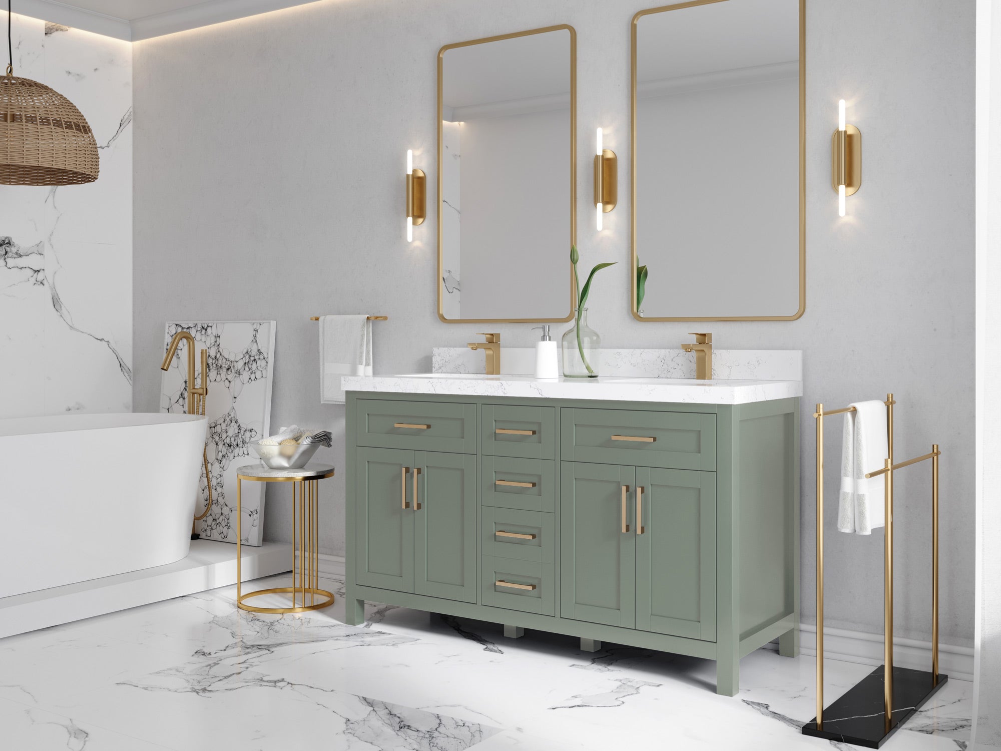 Cambridge 60 in. W x 22 in. D Double Sink Bathroom Vanity - Willow Bath and Vanity