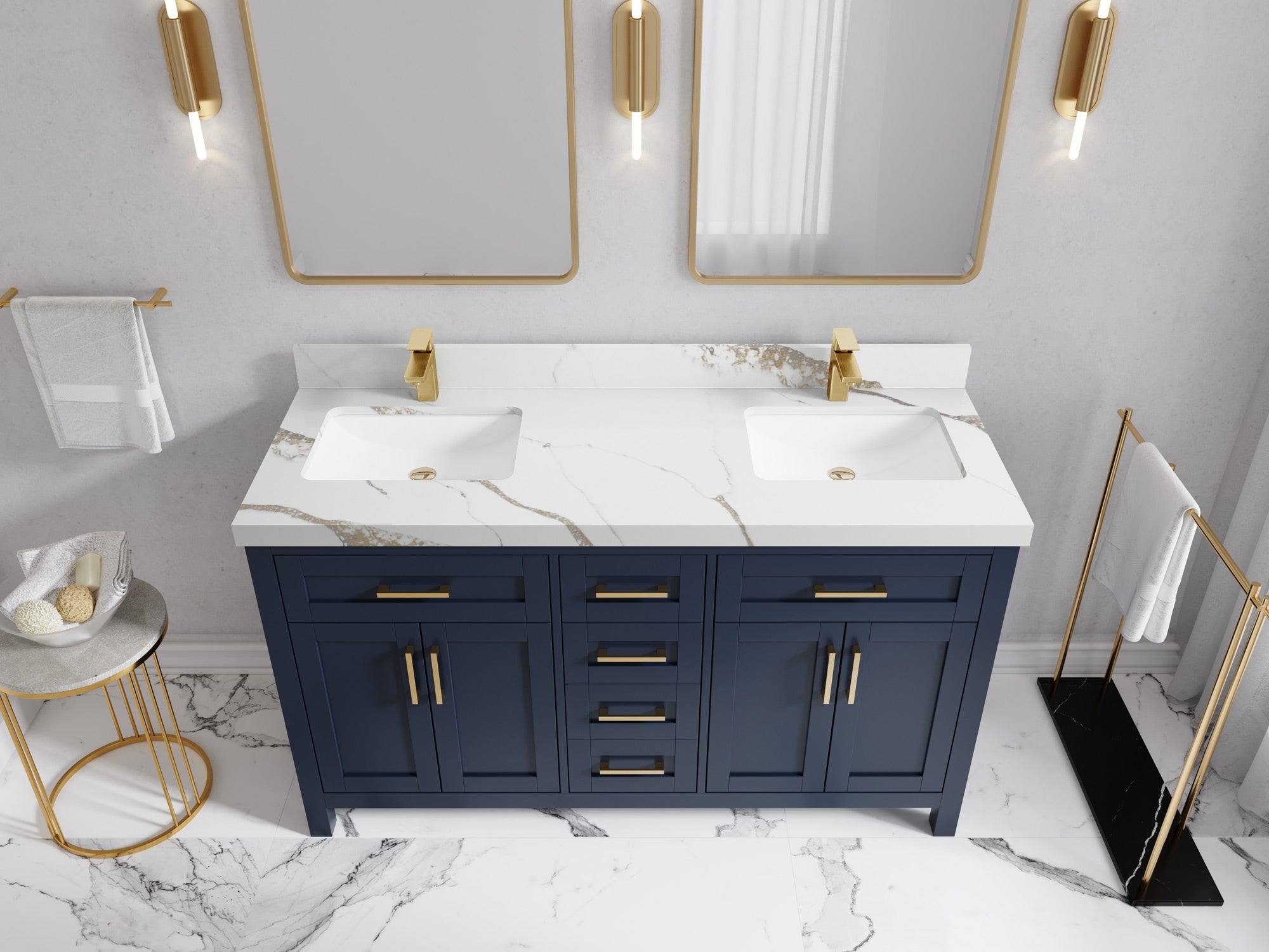 Cambridge 60 in. W x 22 in. D Double Sink Bathroom Vanity - Willow Bath and Vanity
