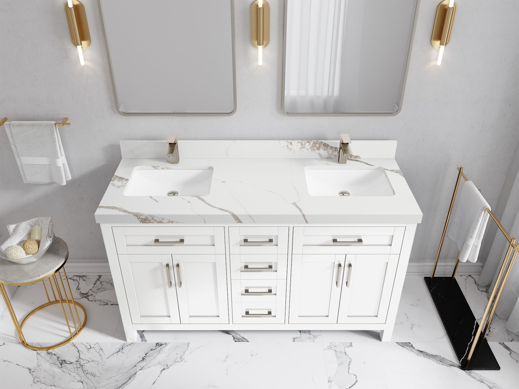Cambridge 60 in. W x 22 in. D Double Sink Bathroom Vanity - Willow Bath and Vanity