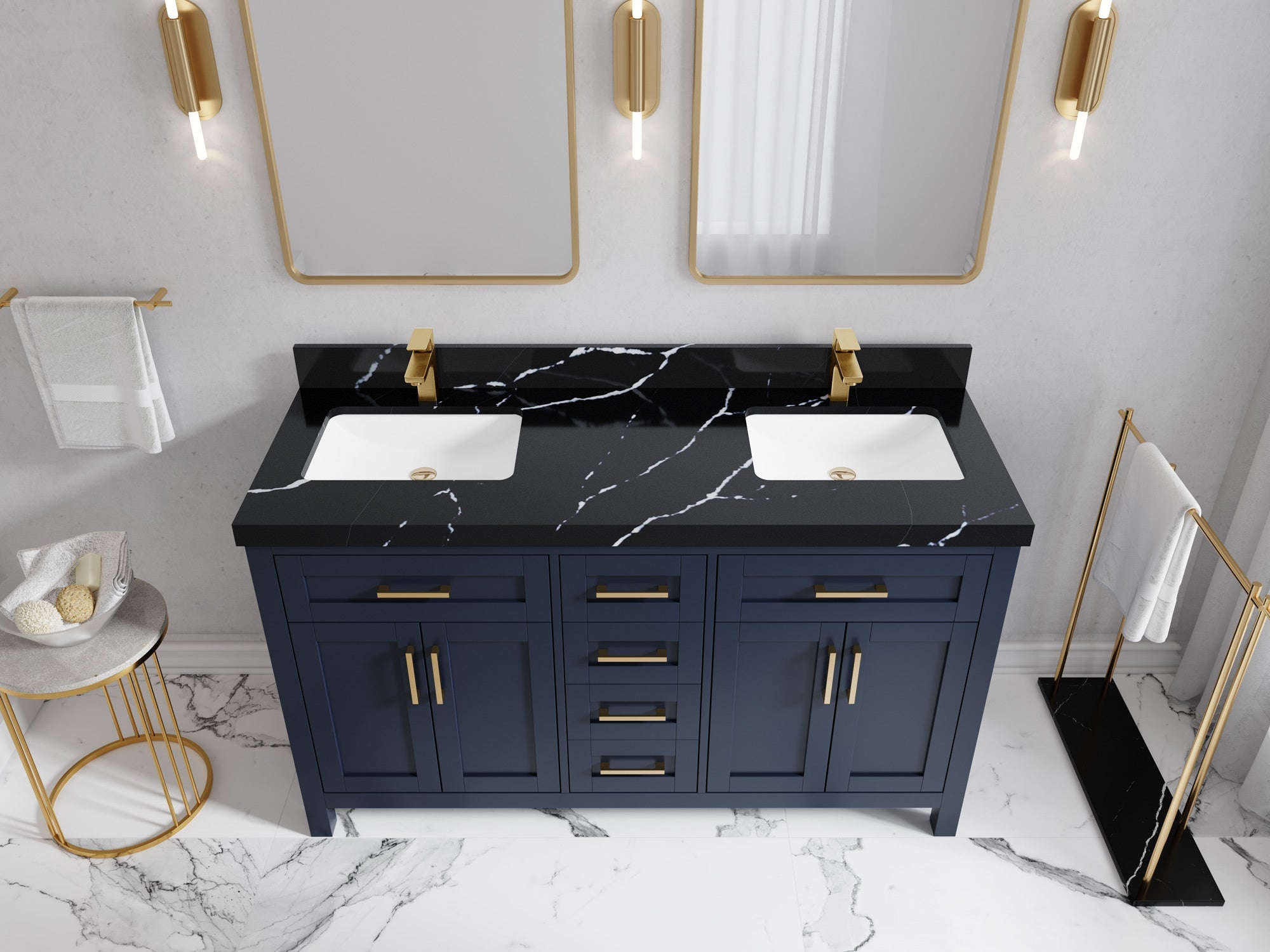 Cambridge 60 in. W x 22 in. D Double Sink Bathroom Vanity - Willow Bath and Vanity