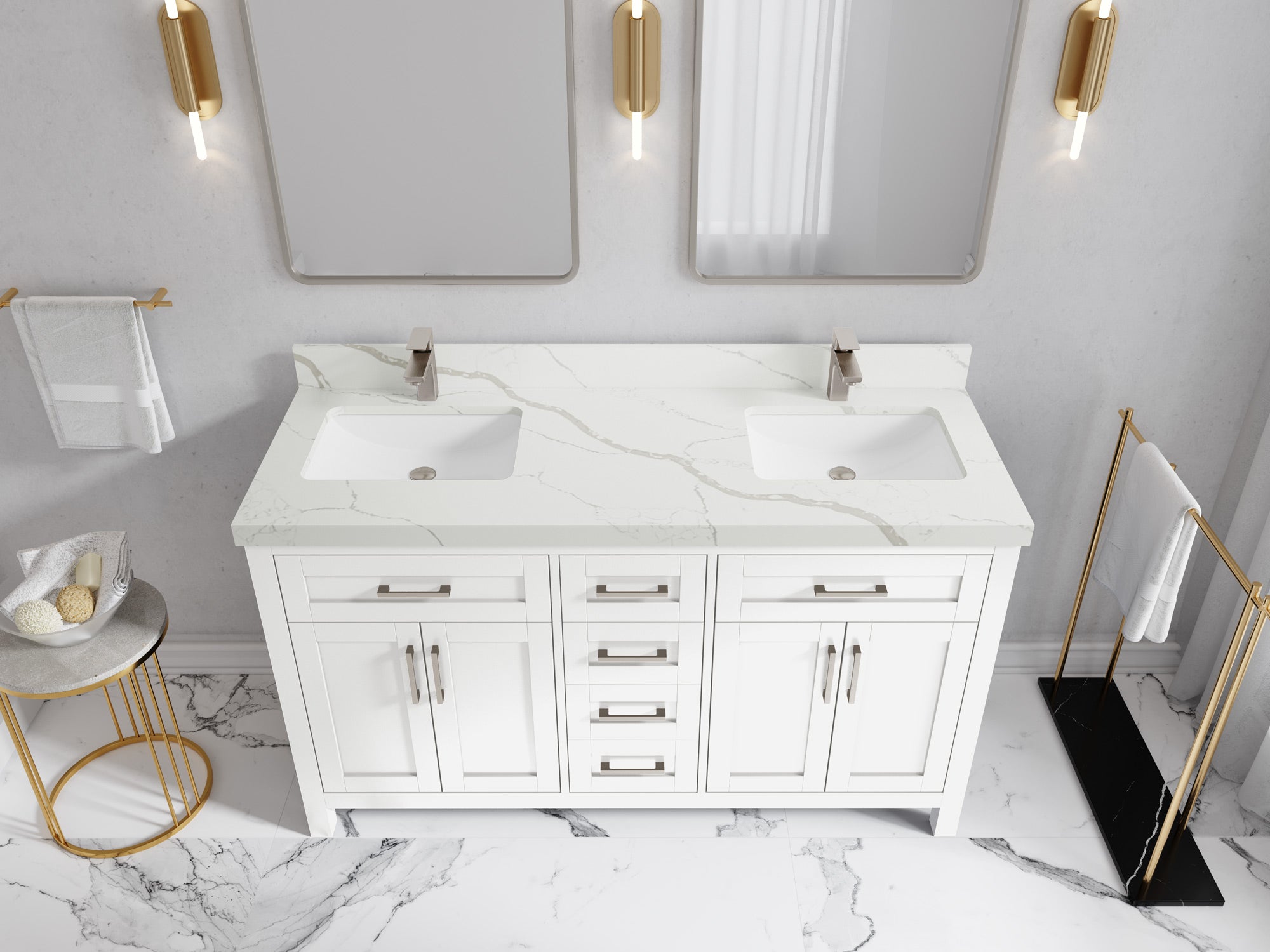 Cambridge 60 in. W x 22 in. D Double Sink Bathroom Vanity - Willow Bath and Vanity