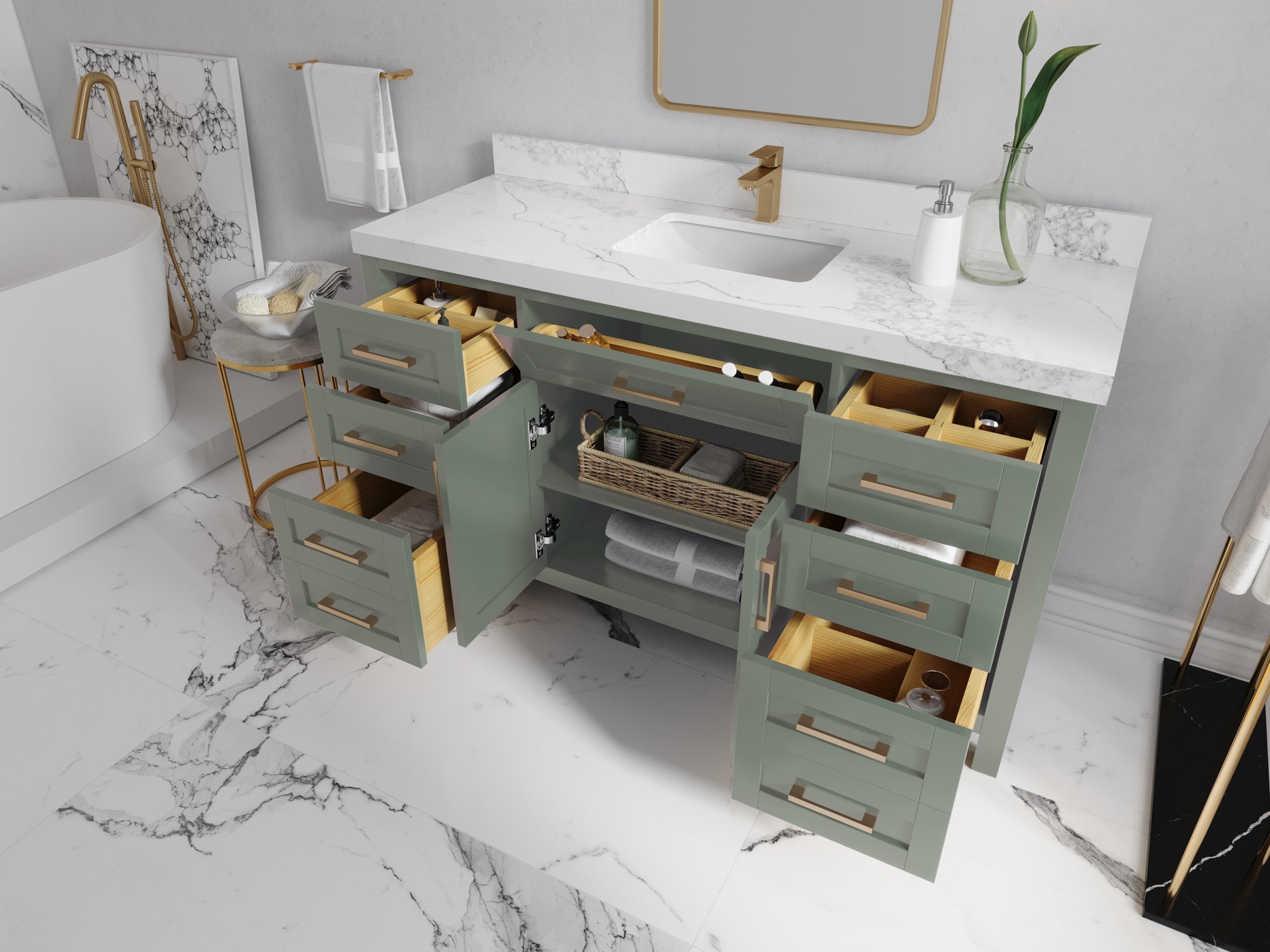 Cambridge 60 in. W x 22 in. D Single Sink Bathroom Vanity - Willow Bath and Vanity