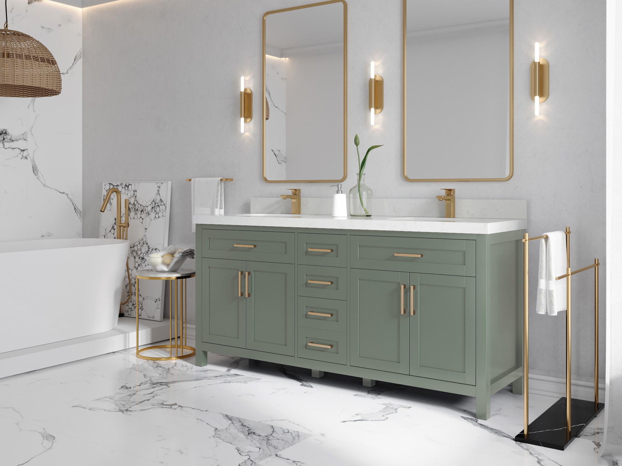 Cambridge 72 in. W x 22 in. D Double Sink Bathroom Vanity - Willow Bath and Vanity