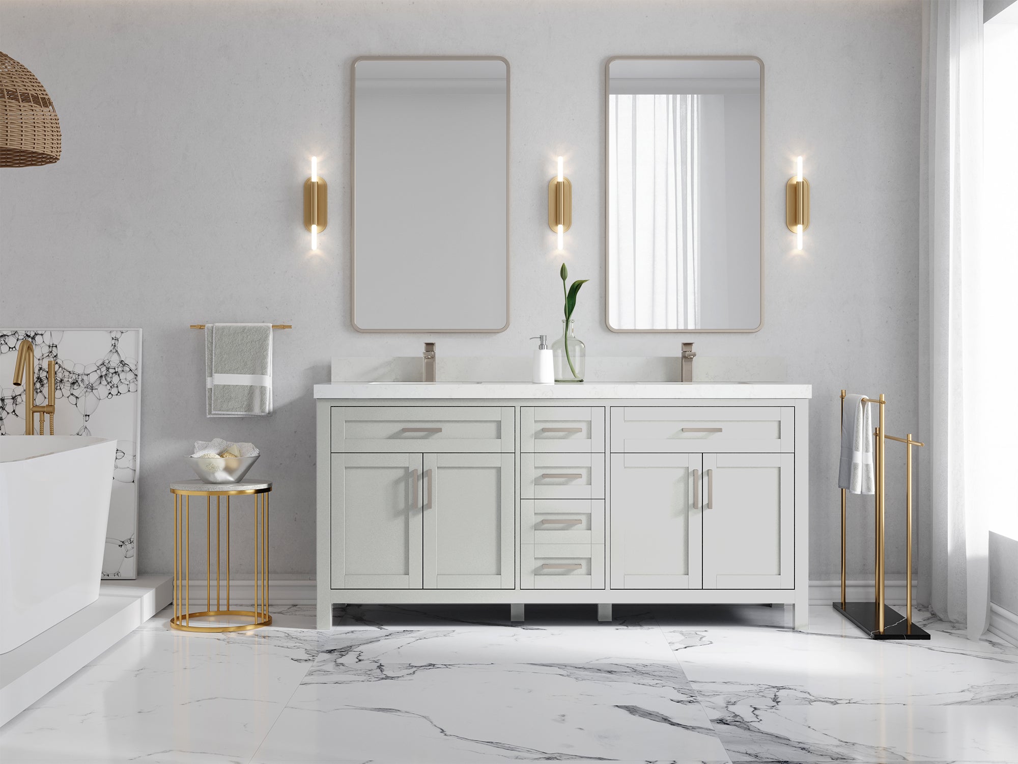 Cambridge 72 in. W x 22 in. D Double Sink Bathroom Vanity - Willow Bath and Vanity