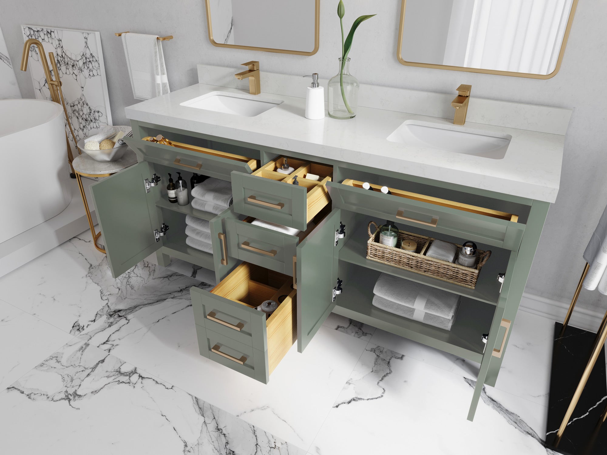 Cambridge 72 in. W x 22 in. D Double Sink Bathroom Vanity - Willow Bath and Vanity