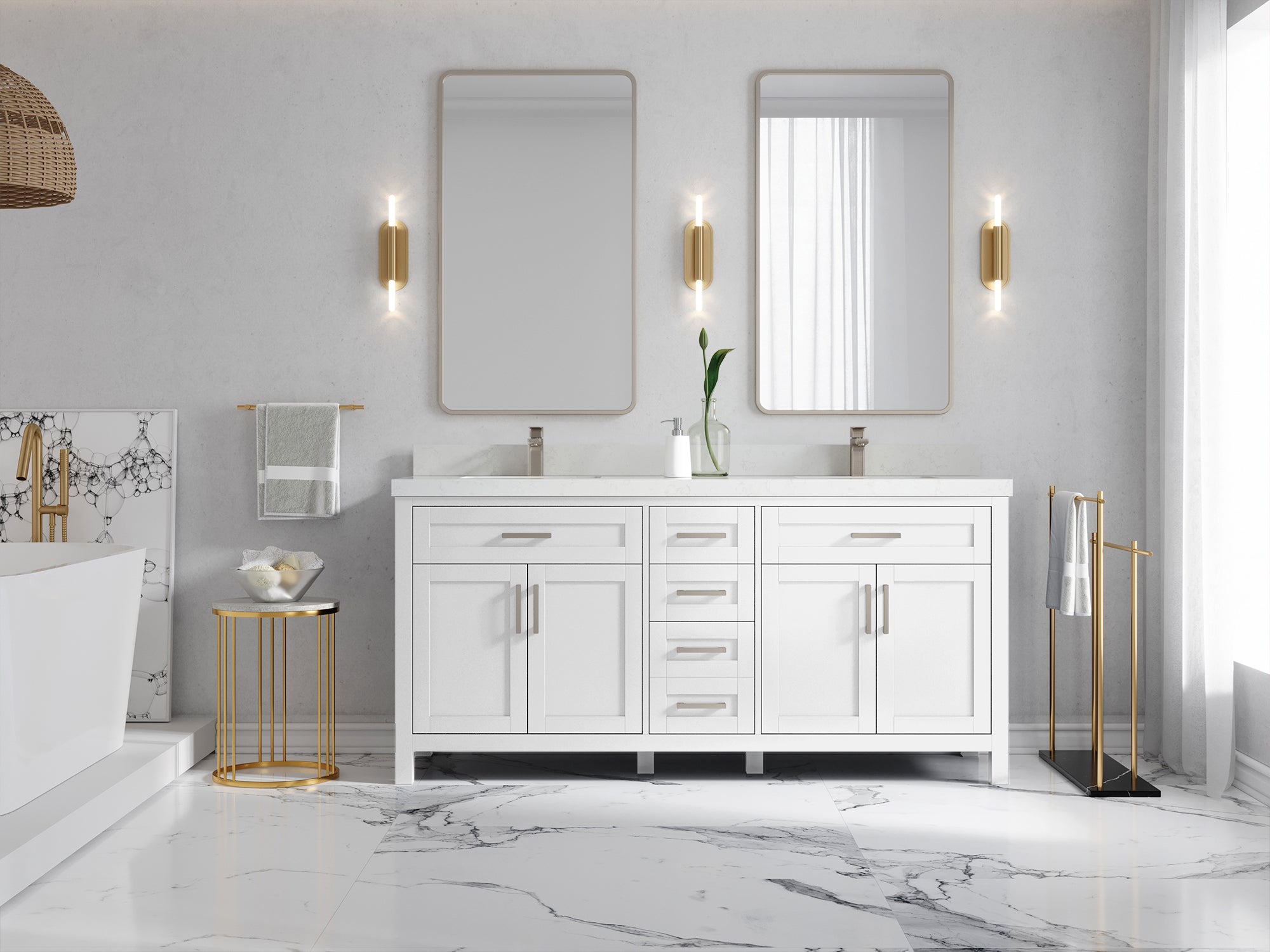 Cambridge 72 in. W x 22 in. D Double Sink Bathroom Vanity - Willow Bath and Vanity