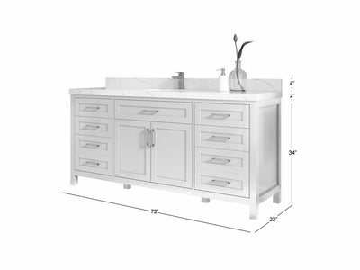 Cambridge 72 in. W x 22 in. D Single Sink Bathroom Vanity - Willow Bath and Vanity