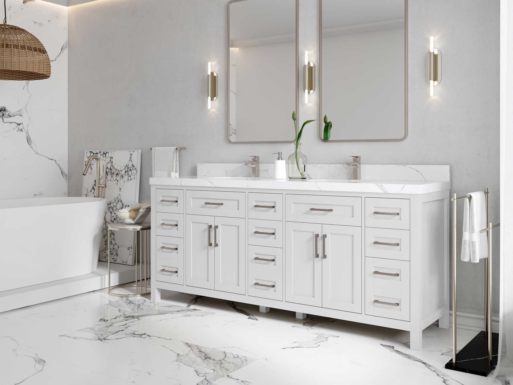 Cambridge 80 in. W x 22 in. D Double Sink Bathroom Vanity - Willow Bath and Vanity