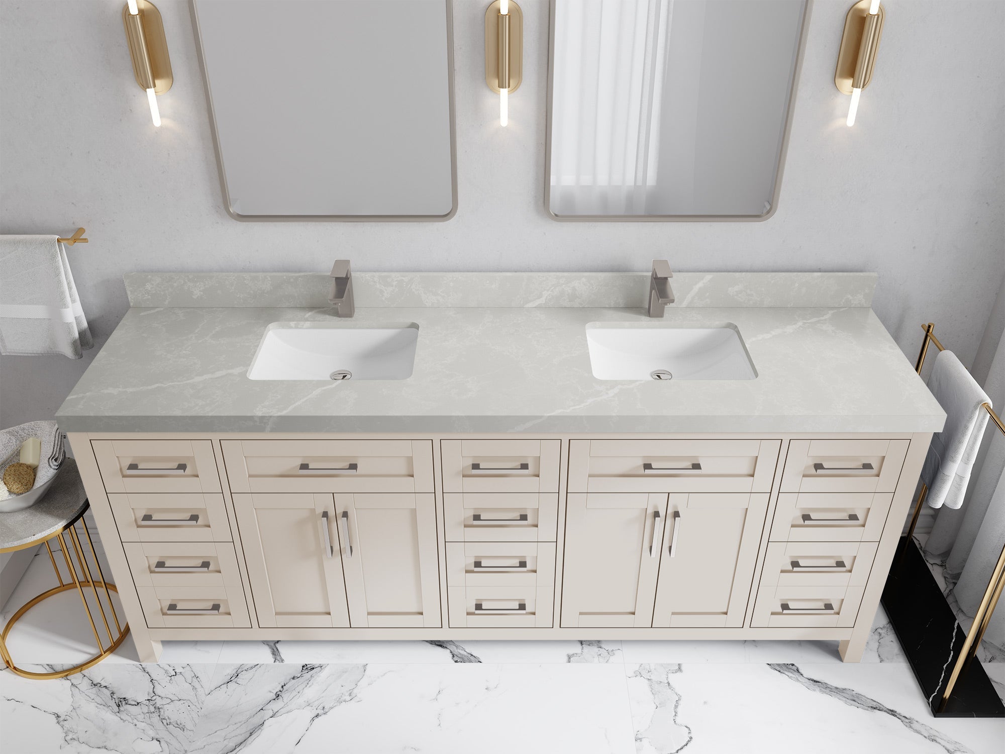 Cambridge 84 in. W x 22 in. D Double Sink Bathroom Vanity - Willow Bath and Vanity