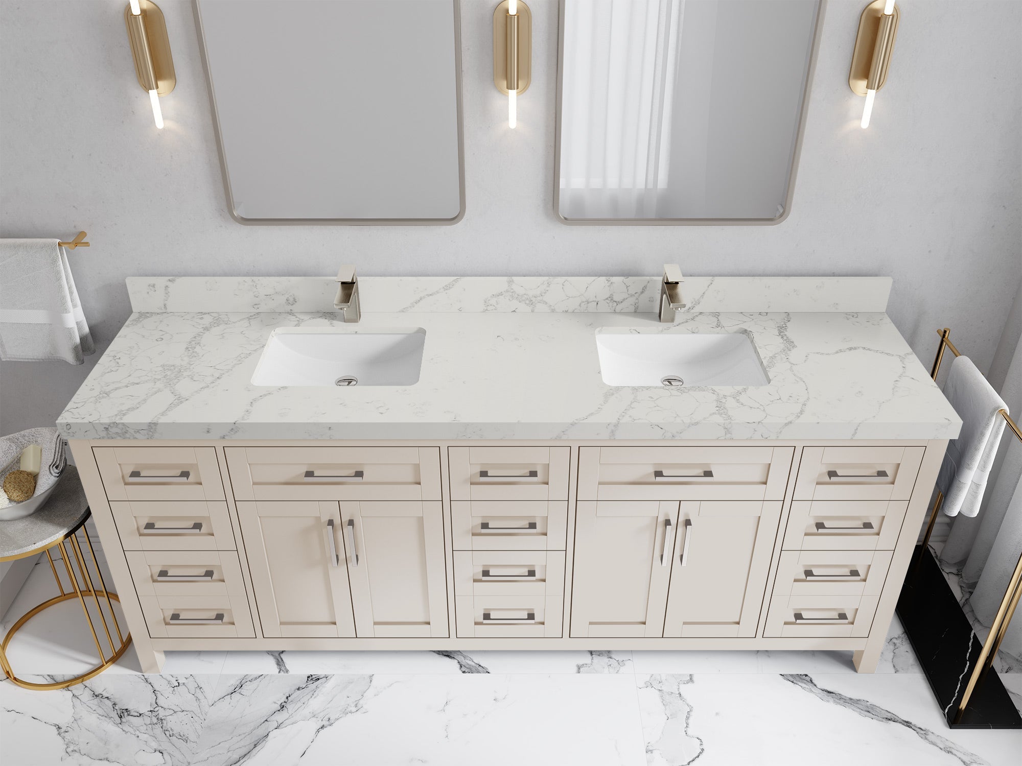 Cambridge 84 in. W x 22 in. D Double Sink Bathroom Vanity - Willow Bath and Vanity