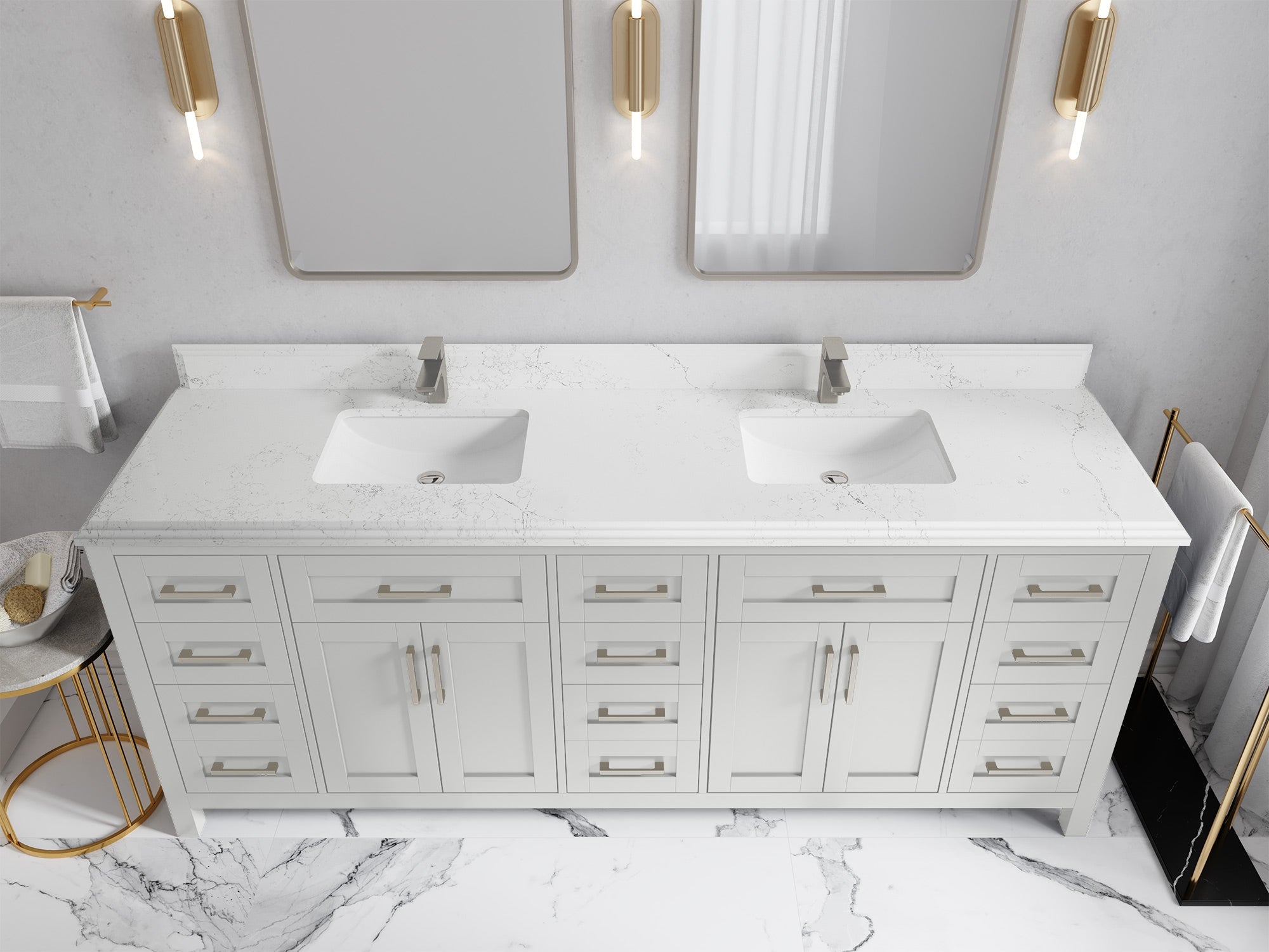Cambridge 84 in. W x 22 in. D Double Sink Bathroom Vanity - Willow Bath and Vanity