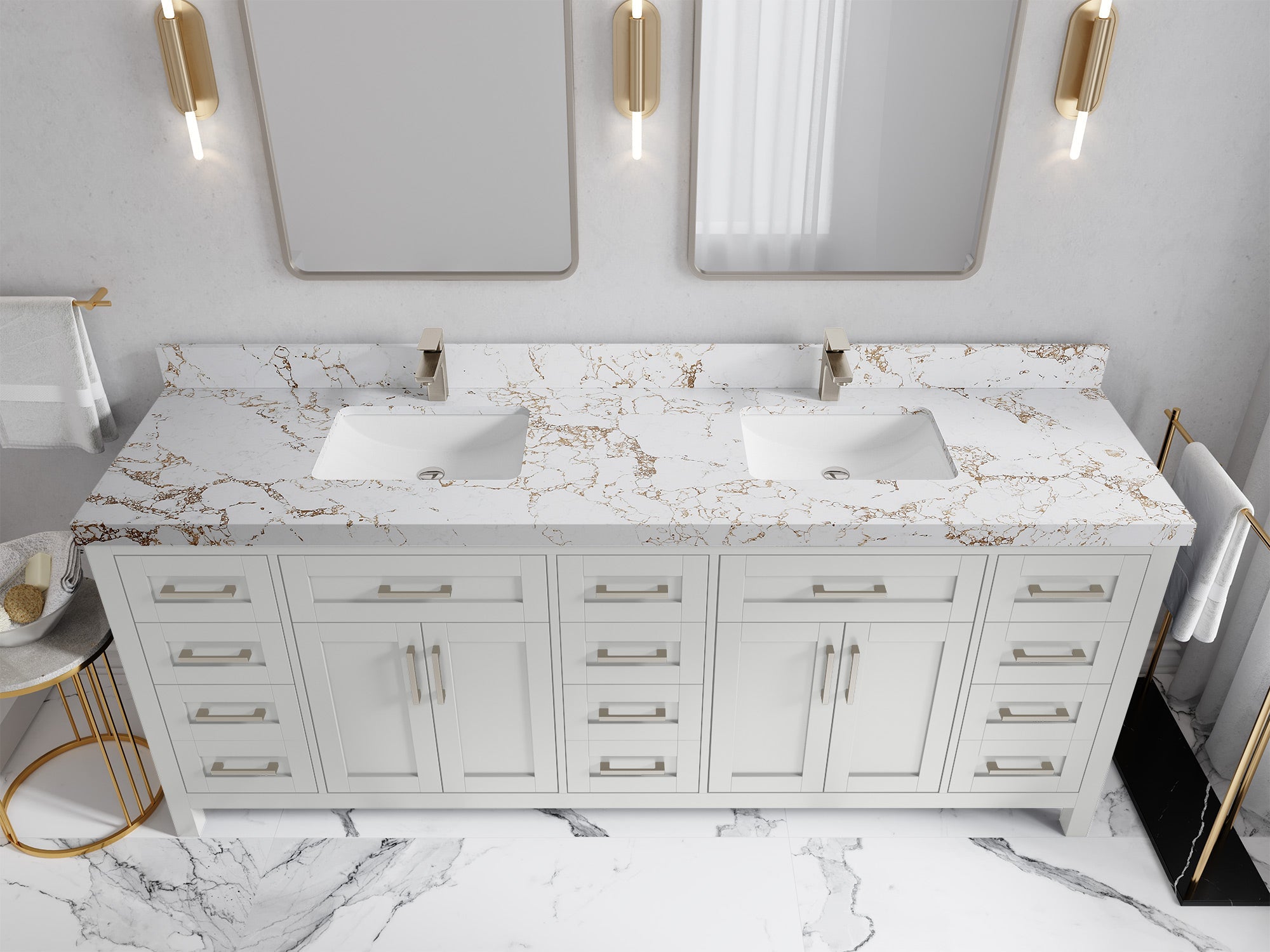 Cambridge 84 in. W x 22 in. D Double Sink Bathroom Vanity - Willow Bath and Vanity