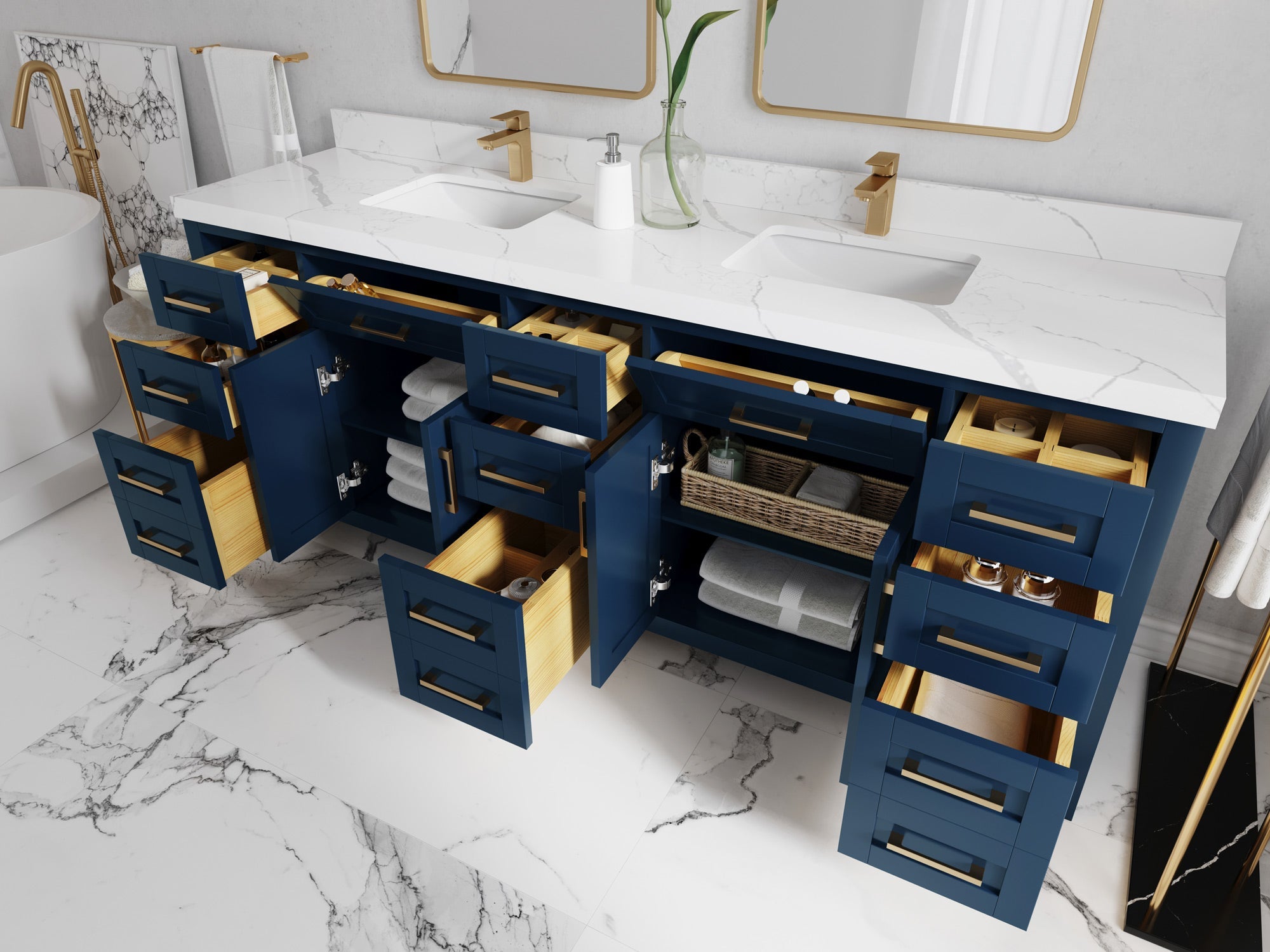 Cambridge 84 in. W x 22 in. D Double Sink Bathroom Vanity - Willow Bath and Vanity