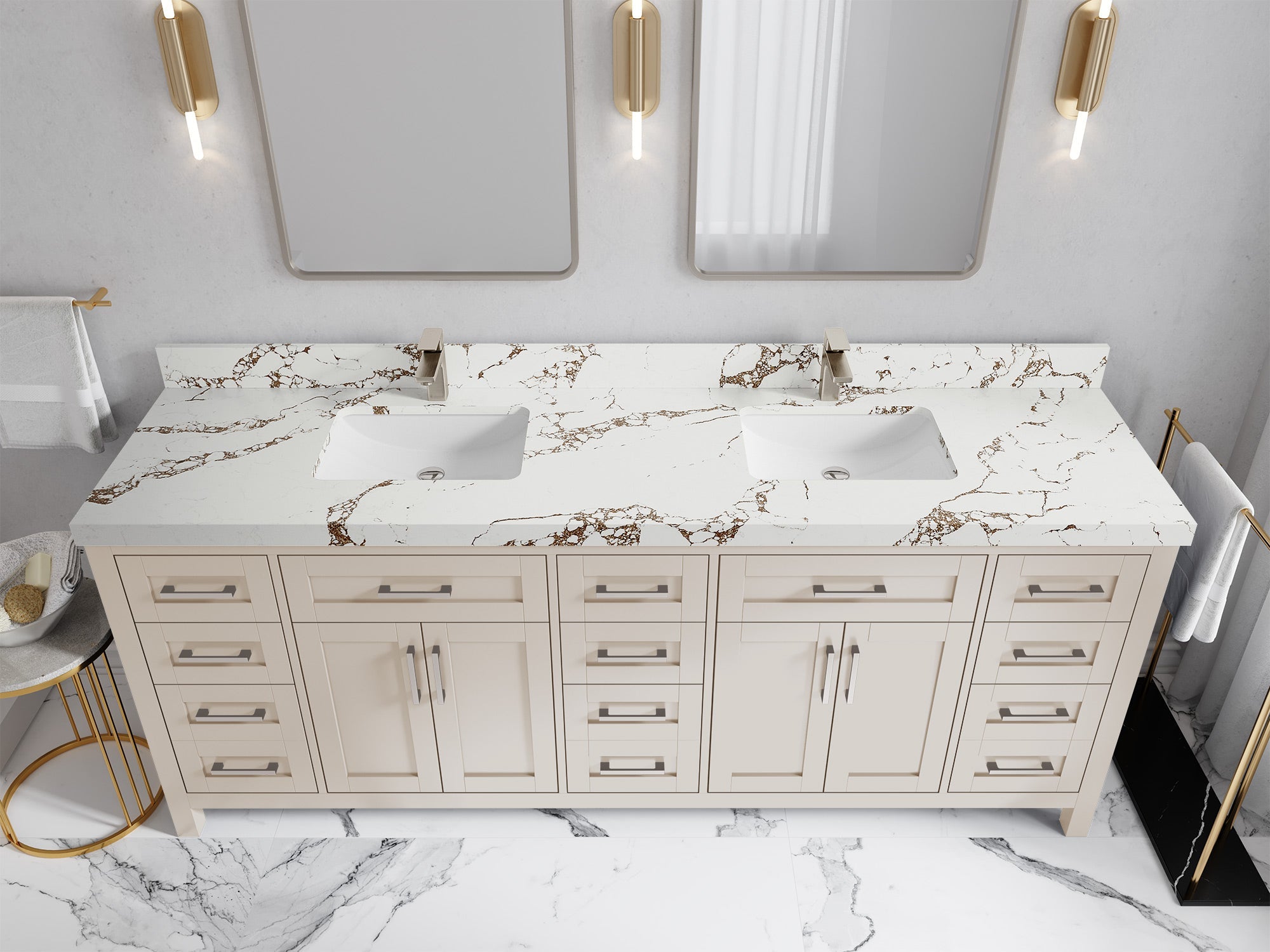 Cambridge 84 in. W x 22 in. D Double Sink Bathroom Vanity - Willow Bath and Vanity