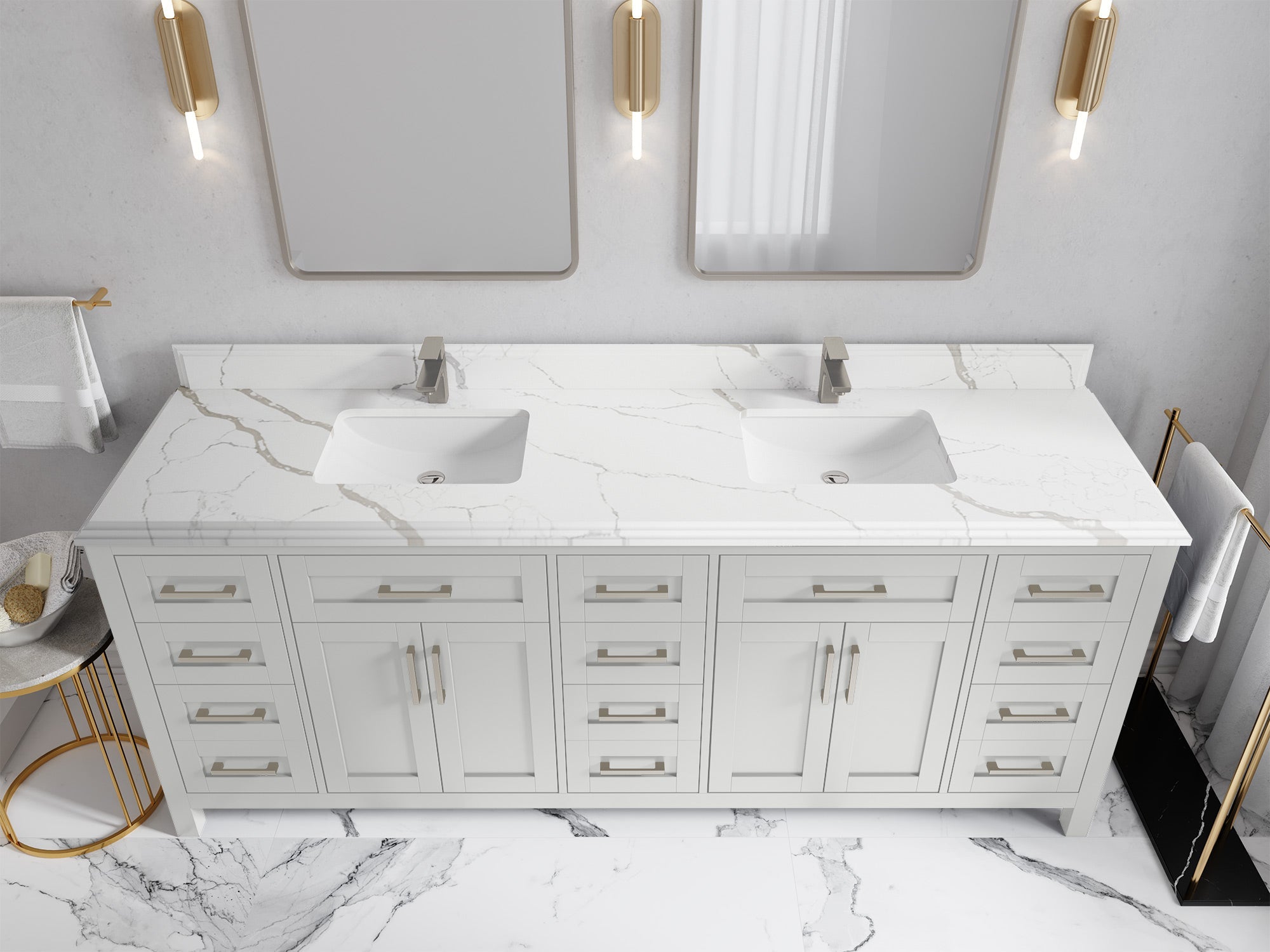 Cambridge 84 in. W x 22 in. D Double Sink Bathroom Vanity - Willow Bath and Vanity