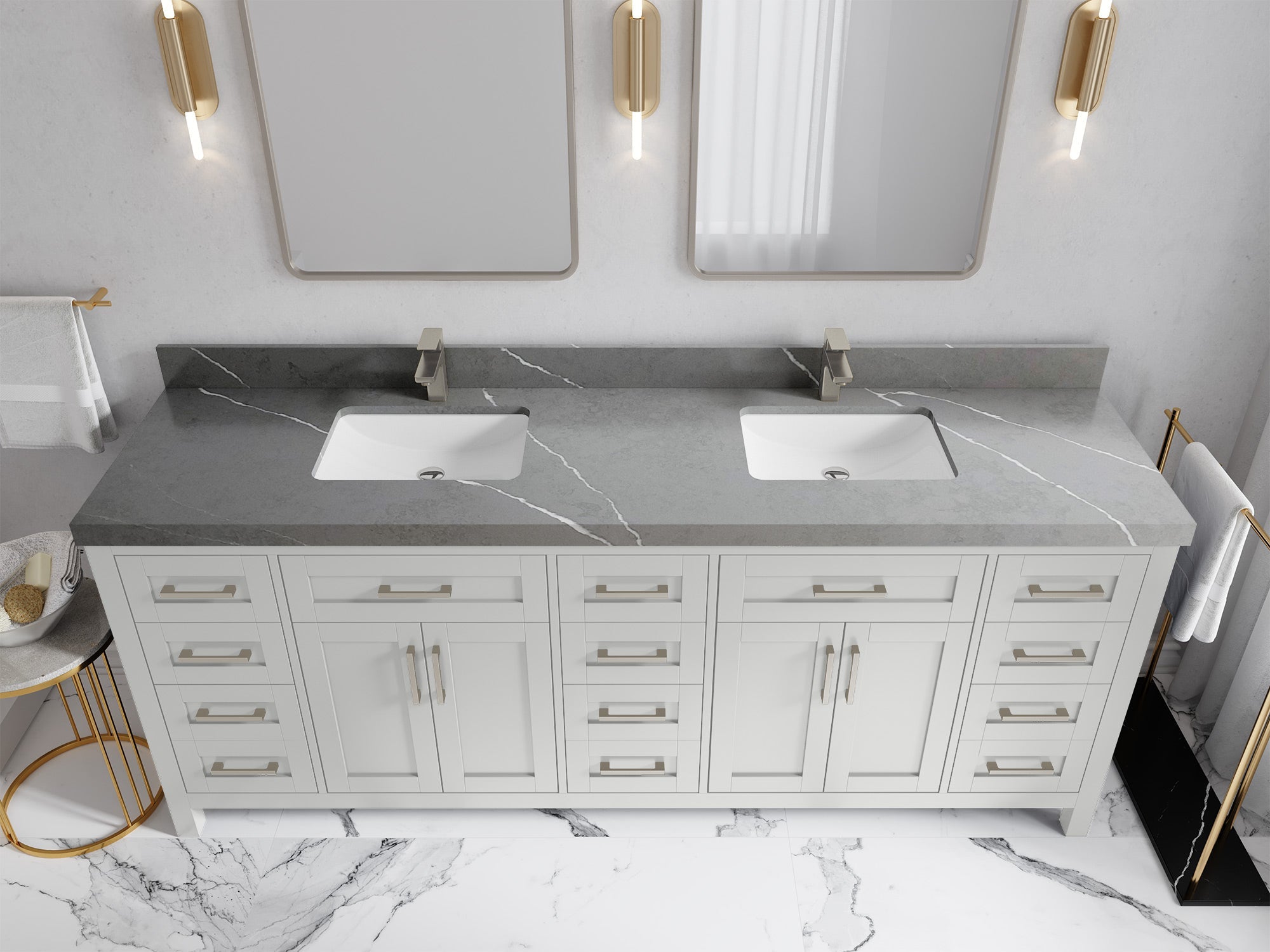 Cambridge 84 in. W x 22 in. D Double Sink Bathroom Vanity - Willow Bath and Vanity
