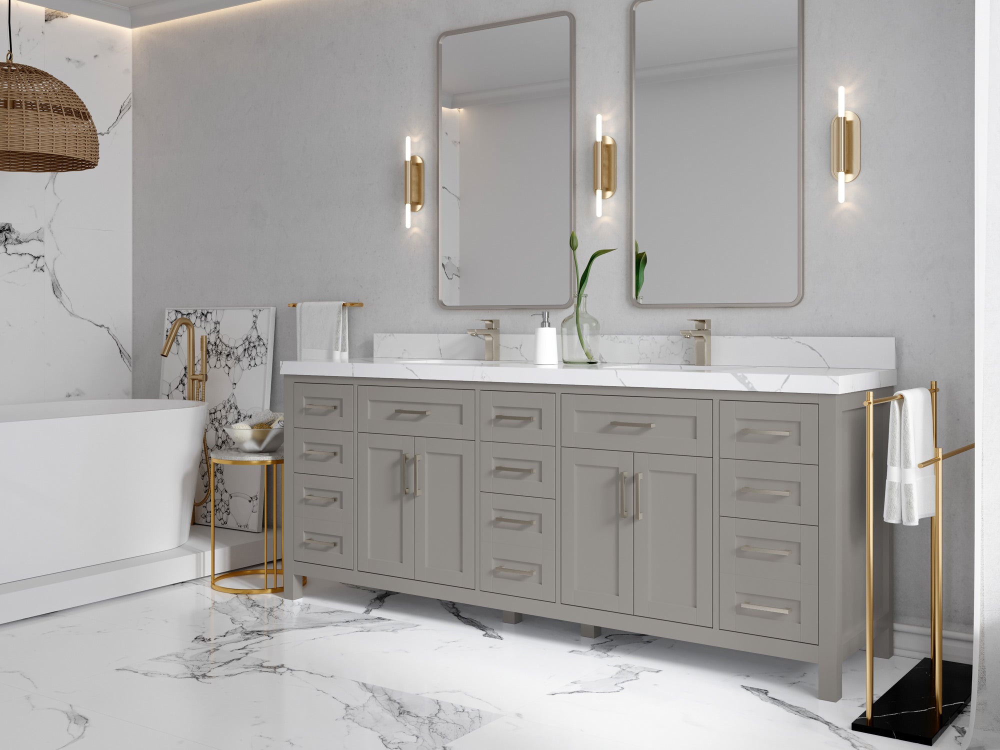 Cambridge 84 in. W x 22 in. D Double Sink Bathroom Vanity - Willow Bath and Vanity