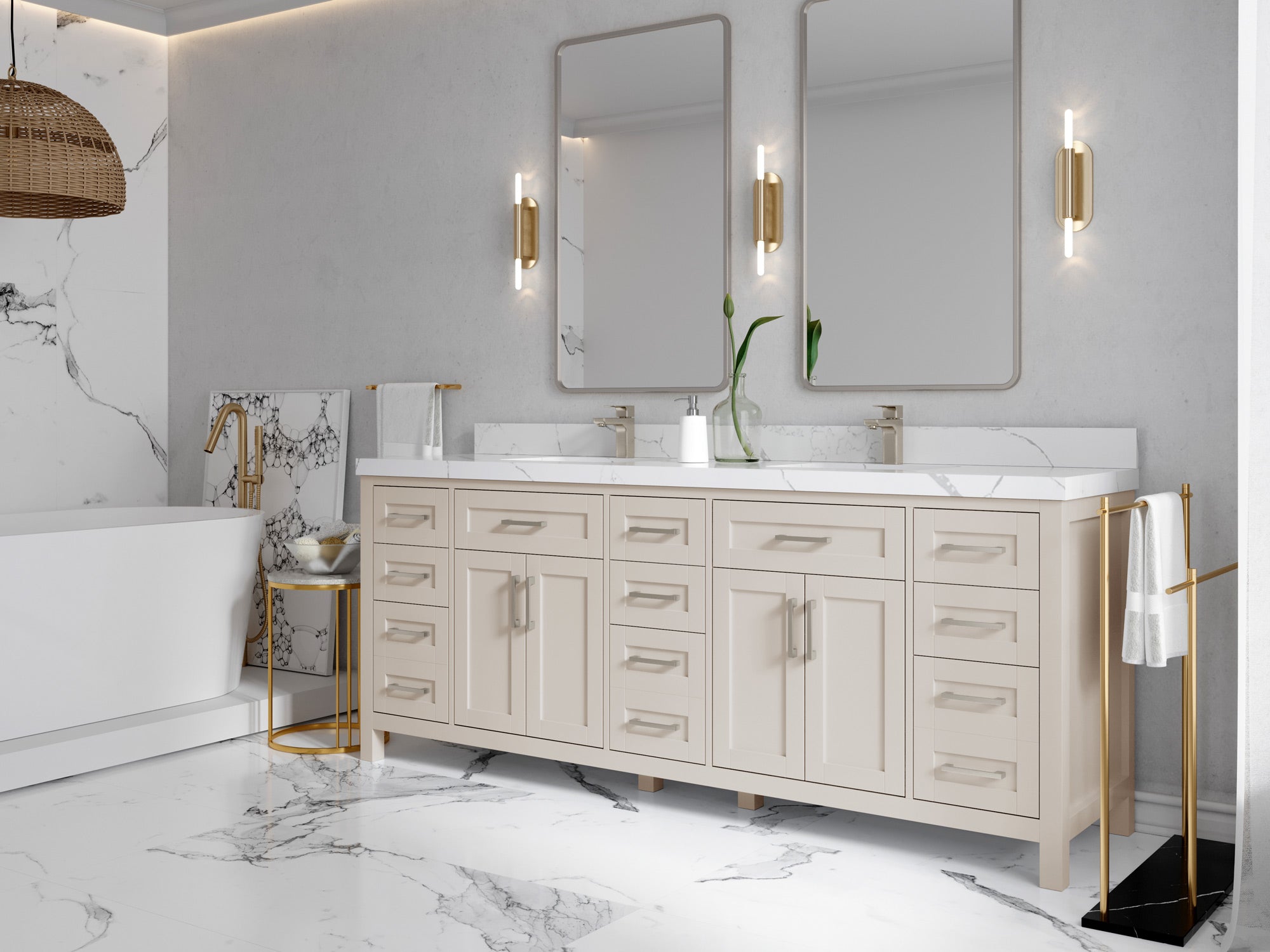 Cambridge 84 in. W x 22 in. D Double Sink Bathroom Vanity - Willow Bath and Vanity