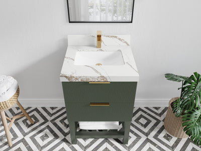 Catalina 24-inch bathroom vanity in Pewter Green with Calacatta Gold Quartz countertop