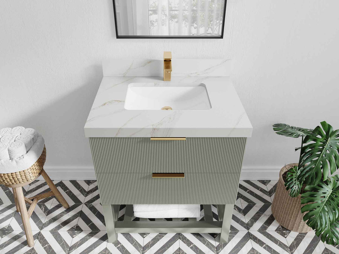 Catalina 30 in W x 22 in D Free Standing Reeded Single Sink Bathroom Vanity - Willow Bath and Vanity