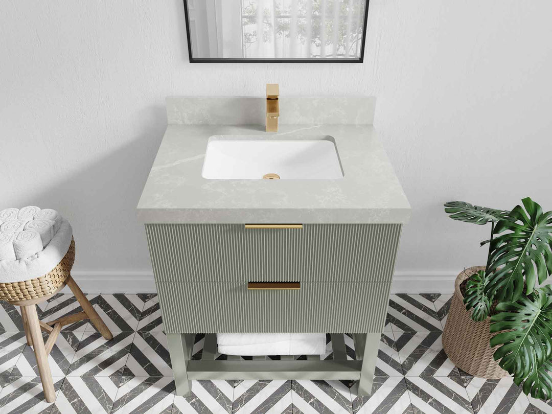 Catalina 30 in W x 22 in D Free Standing Reeded Single Sink Bathroom Vanity - Willow Bath and Vanity