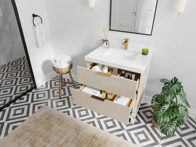 Catalina 30 in W x 22 in D Free Standing Reeded Single Sink Bathroom Vanity - Willow Bath and Vanity