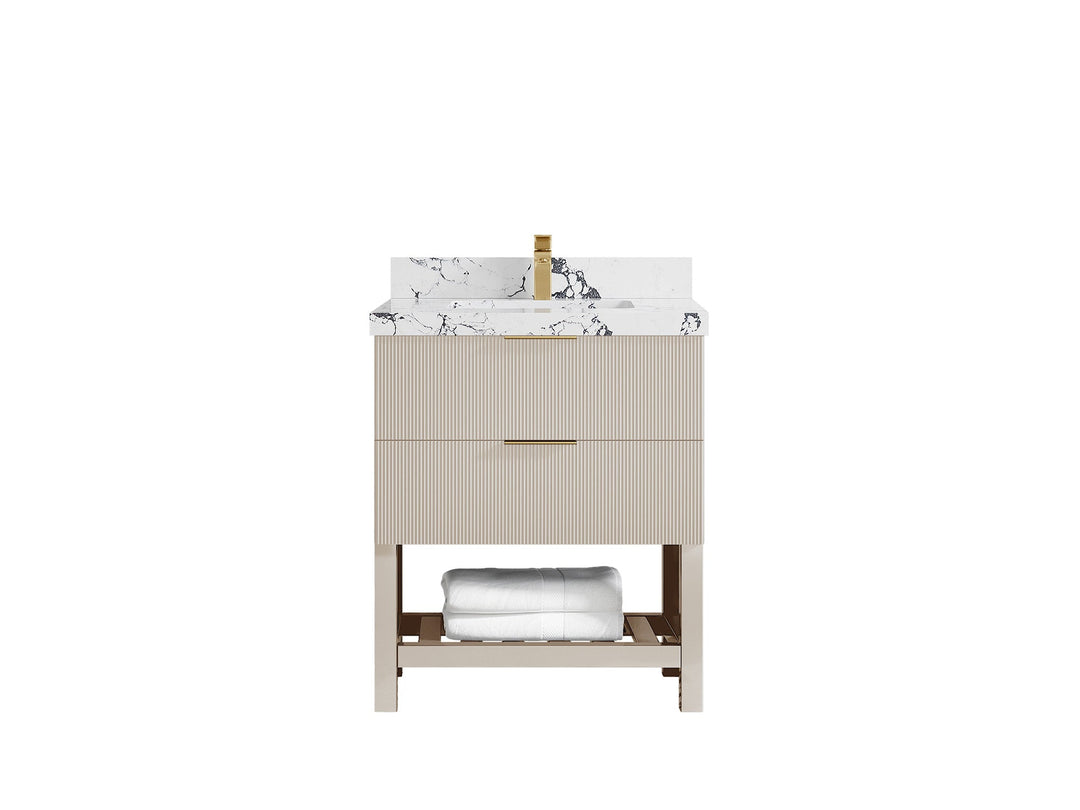 Catalina 30 in W x 22 in D Free Standing Reeded Single Sink Bathroom Vanity - Willow Bath and Vanity