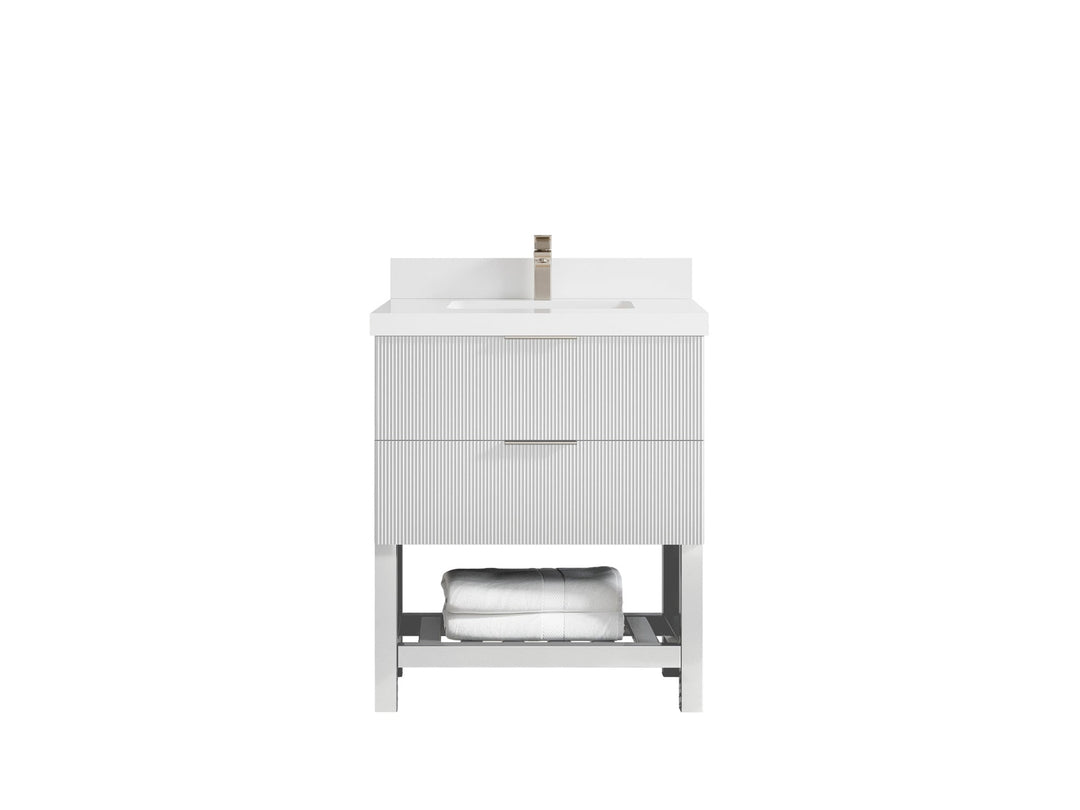 Catalina 30 in W x 22 in D Free Standing Reeded Single Sink Bathroom Vanity - Willow Bath and Vanity