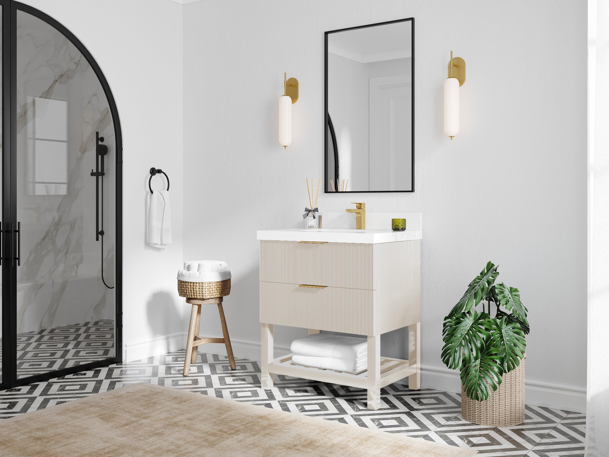 Catalina 30 in W x 22 in D Free Standing Reeded Single Sink Bathroom Vanity - Willow Bath and Vanity