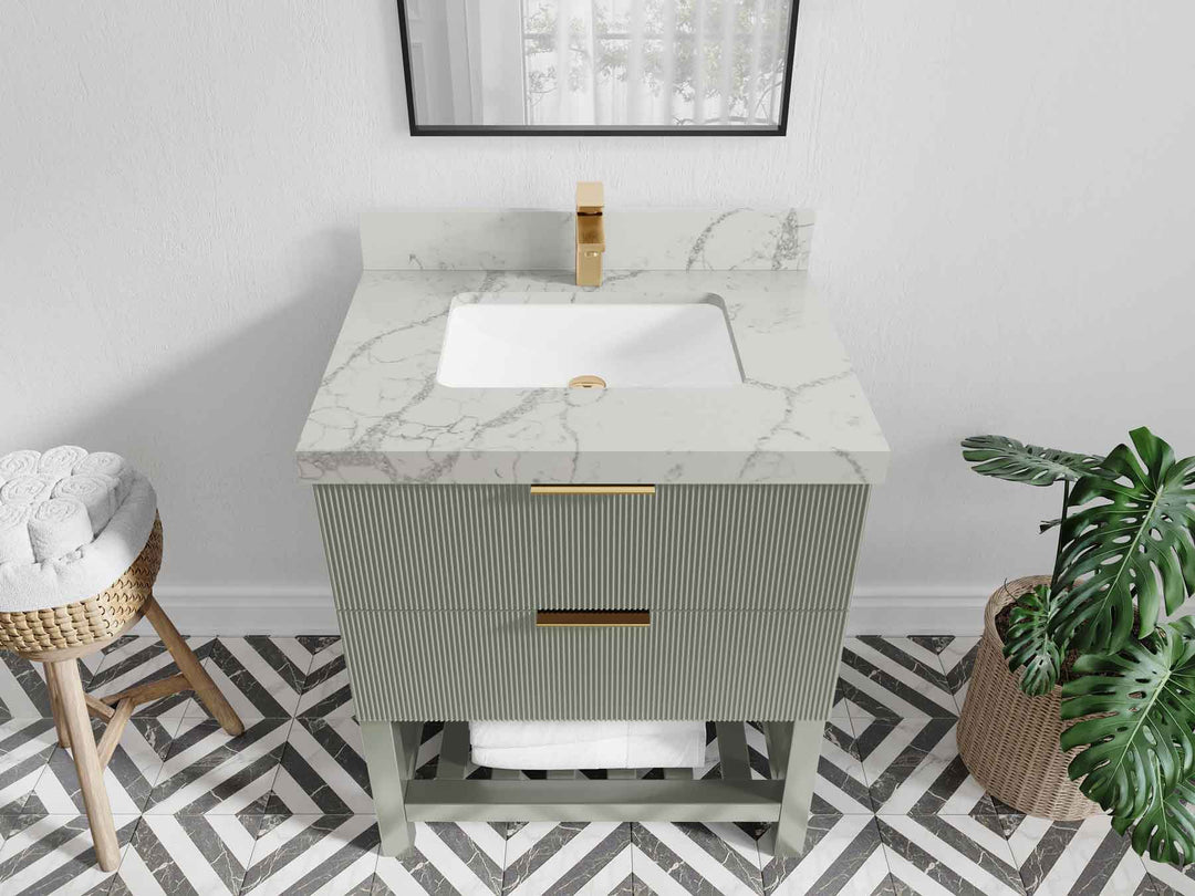 Catalina 30 in W x 22 in D Free Standing Reeded Single Sink Bathroom Vanity - Willow Bath and Vanity