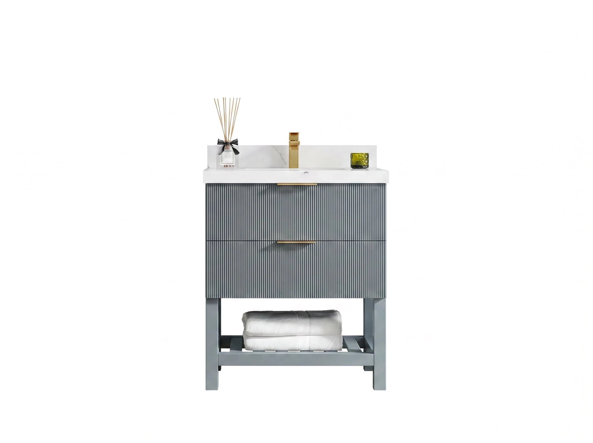 Catalina 30 in W x 22 in D Free Standing Reeded Single Sink Bathroom Vanity - Willow Bath and Vanity