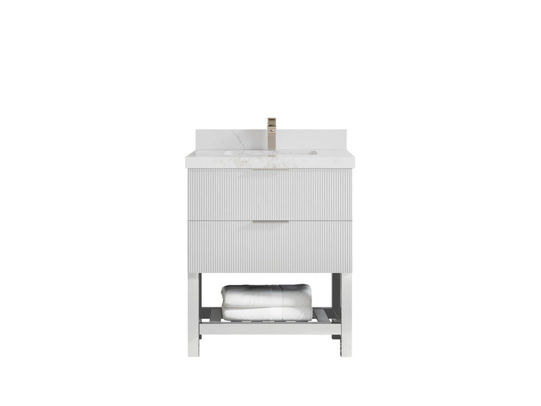 Catalina 30 in W x 22 in D Free Standing Reeded Single Sink Bathroom Vanity - Willow Bath and Vanity