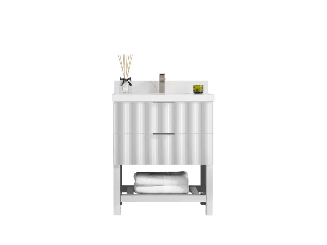 Catalina 30 in W x 22 in D Free Standing Reeded Single Sink Bathroom Vanity - Willow Bath and Vanity