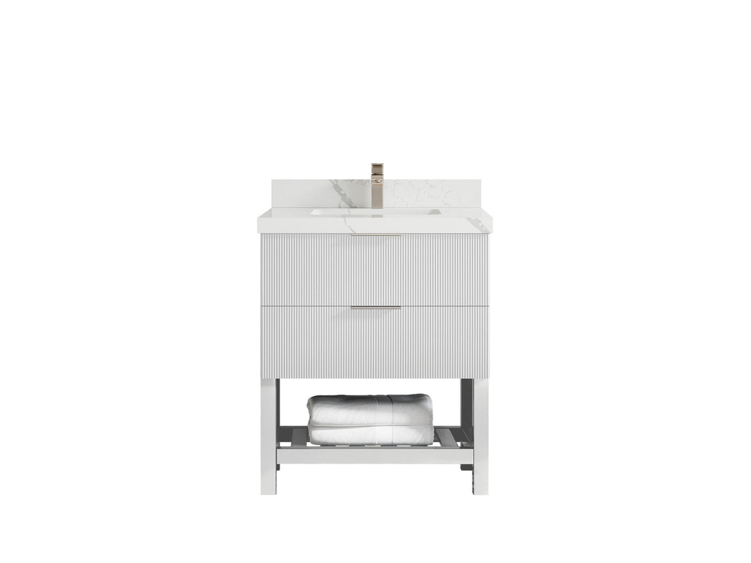 Catalina 30 in W x 22 in D Free Standing Reeded Single Sink Bathroom Vanity - Willow Bath and Vanity