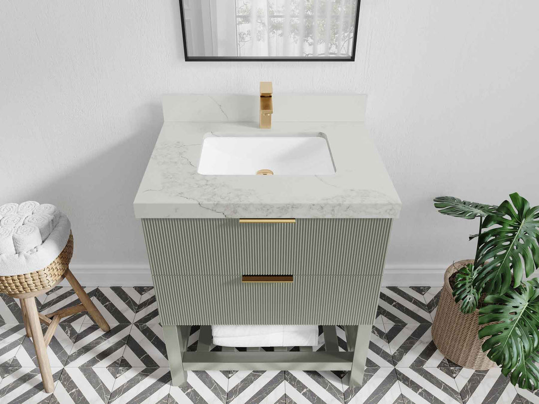Catalina 30 in W x 22 in D Free Standing Reeded Single Sink Bathroom Vanity - Willow Bath and Vanity