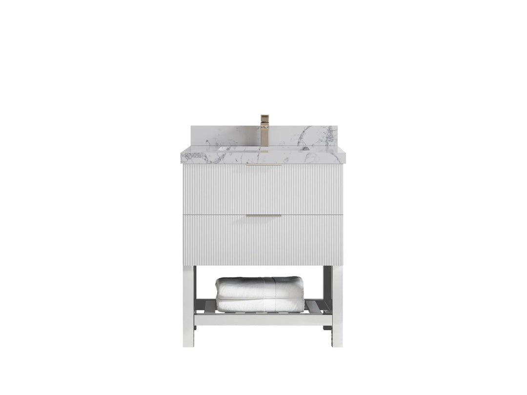 Catalina 30 in W x 22 in D Free Standing Reeded Single Sink Bathroom Vanity - Willow Bath and Vanity