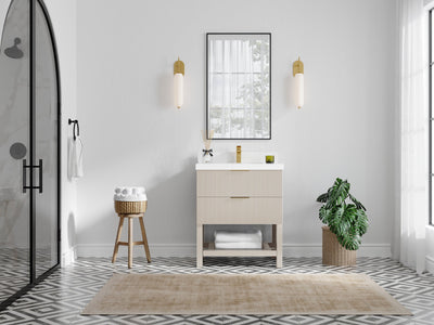 Catalina 30 in W x 22 in D Free Standing Reeded Single Sink Bathroom Vanity - Willow Bath and Vanity