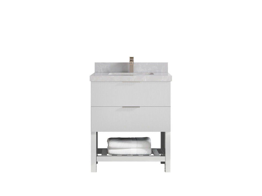 Catalina 30 in W x 22 in D Free Standing Reeded Single Sink Bathroom Vanity - Willow Bath and Vanity