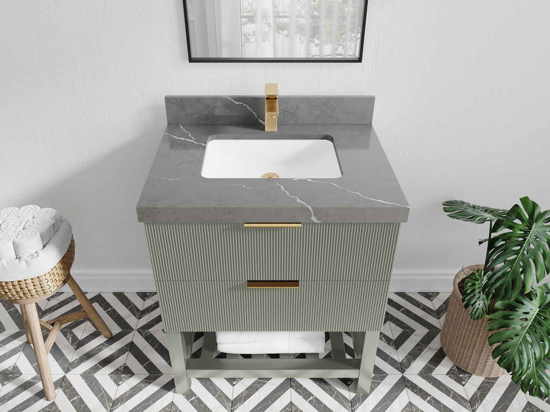 Catalina 30 in W x 22 in D Free Standing Reeded Single Sink Bathroom Vanity - Willow Bath and Vanity