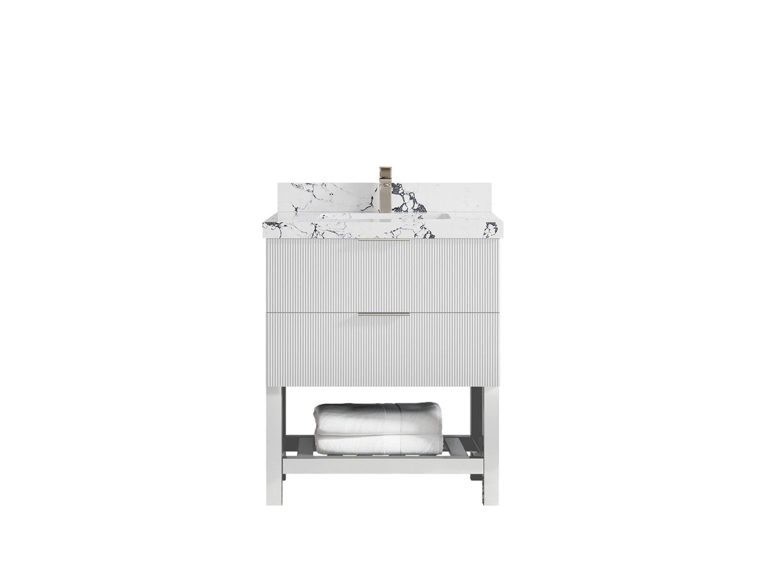 Catalina 30 in W x 22 in D Free Standing Reeded Single Sink Bathroom Vanity - Willow Bath and Vanity