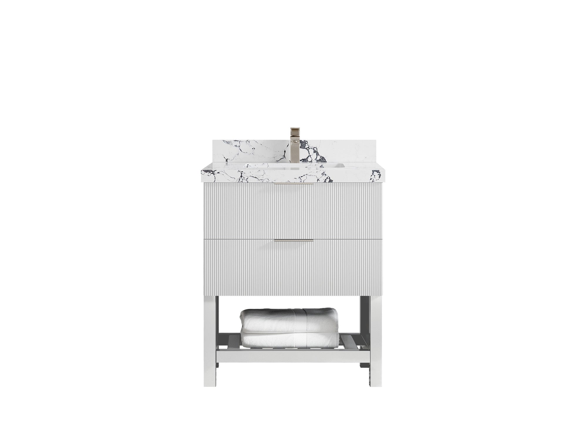 Catalina 30 in W x 22 in D Free Standing Reeded Single Sink Bathroom Vanity - Willow Bath and Vanity