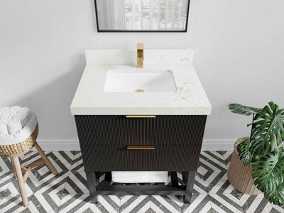 Catalina 30 in W x 22 in D Free Standing Reeded Single Sink Bathroom Vanity - Willow Bath and Vanity