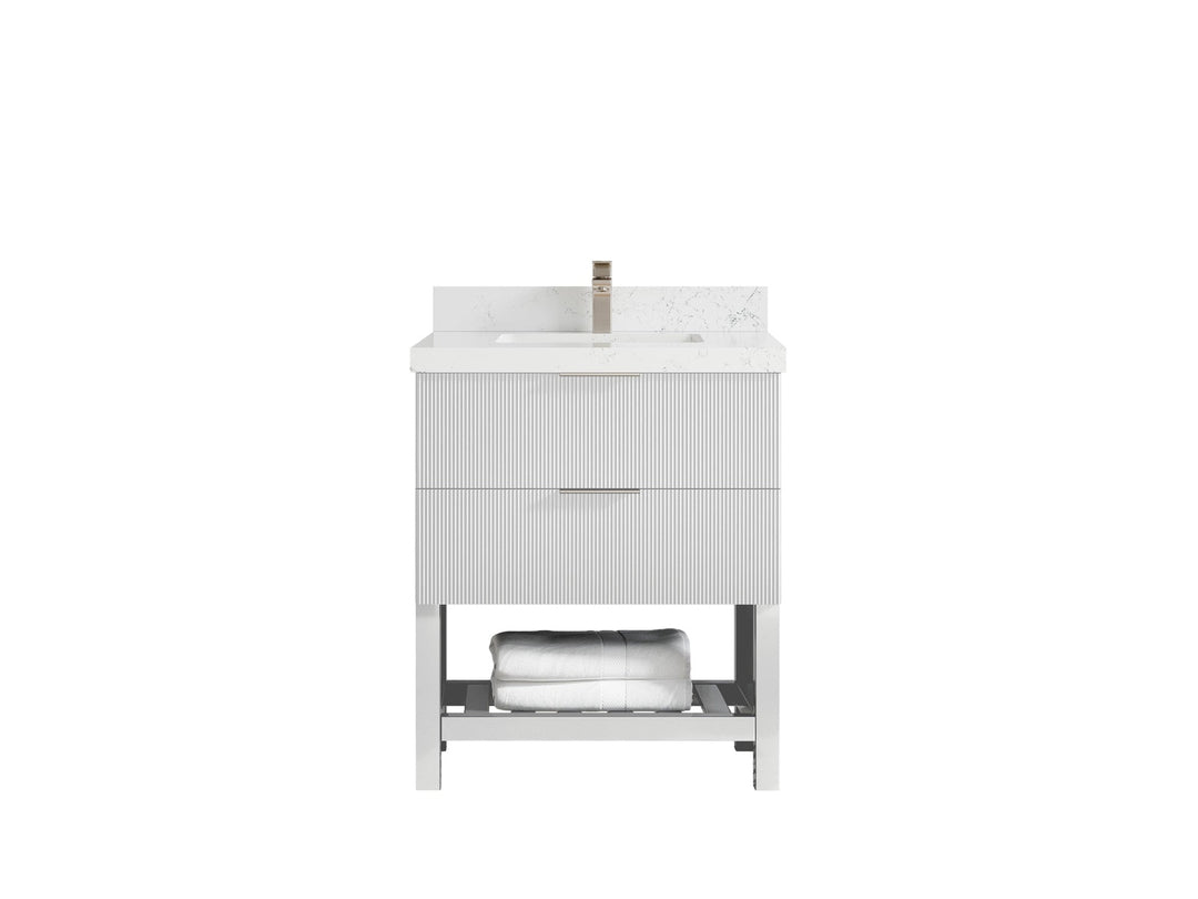 Catalina 30 in W x 22 in D Free Standing Reeded Single Sink Bathroom Vanity - Willow Bath and Vanity