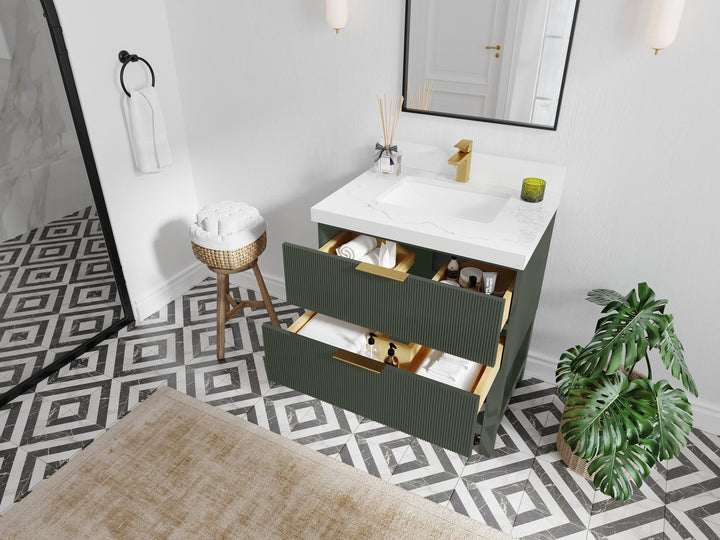 Catalina 30 in W x 22 in D Free Standing Reeded Single Sink Bathroom Vanity - photo 3