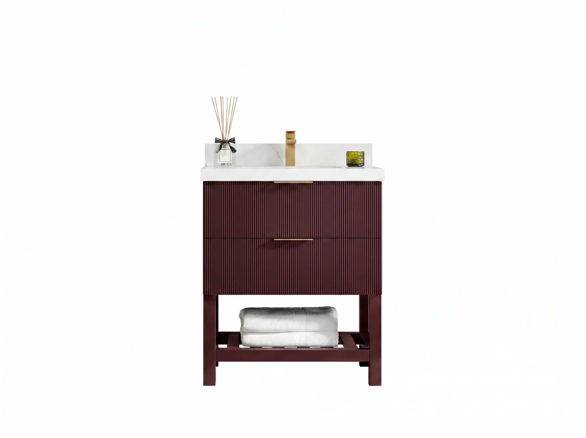 Catalina 30 in W x 22 in D Free Standing Reeded Single Sink Bathroom Vanity - Willow Bath and Vanity